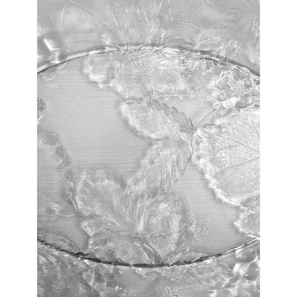 Anchor Hocking Heavy Glass Oval Embossed Grapes Leaves Berries Platter 17.75" - Picture 6 of 11